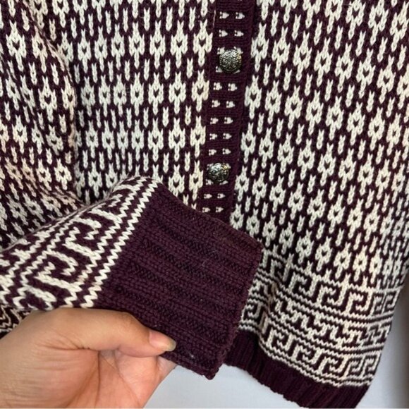 Woolrich Vintage Women Cardigan Burgundy/White size M - Picture 5 of 9
